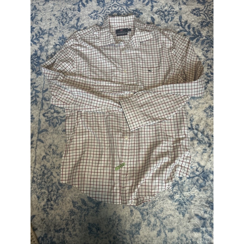 Vineyard Vines Classic Tucker Shirt Mens White Plaid Button Down Cotton L